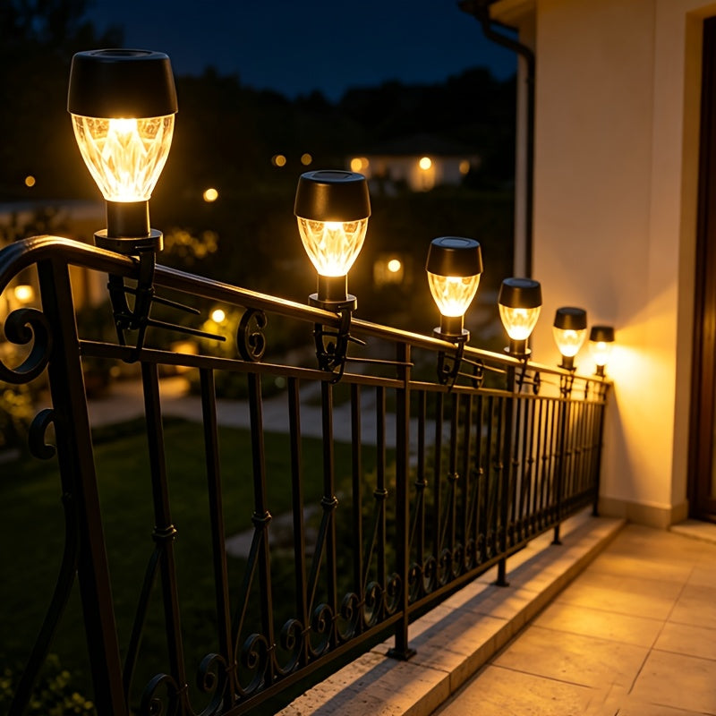 Lot de 8 lampes solaires pour rampe et clôture, fixation collier