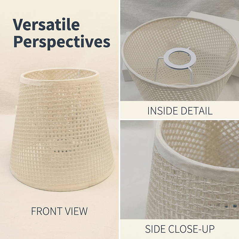 Lot de 2 abat-jour coniques en tissage ajouré crème, Ø 20 cm
