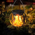 Lot de 6 petites lanternes solaires boules noires à effet flamme