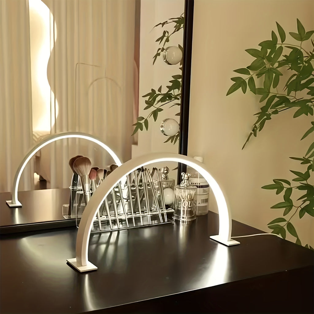 Lampe de bureau LED demi-lune blanche, arche de 42 cm à 3 teintes