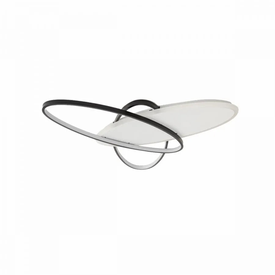 Plafonnier LED à trois ovales noir et blanc, 67,5 cm, télécommande