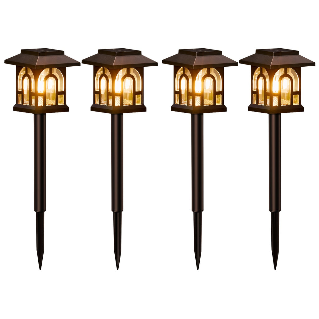 Lot de 8 balises solaires lanterne à filament LED, 38,8 cm