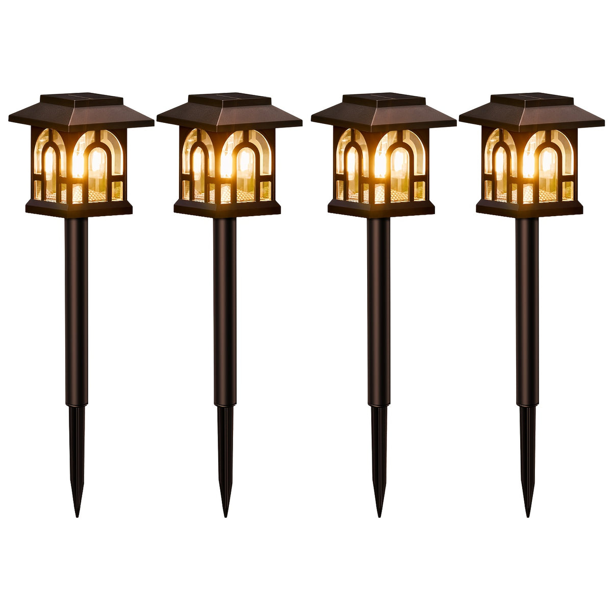 Lot de 8 balises solaires lanterne à filament LED, 38,8 cm