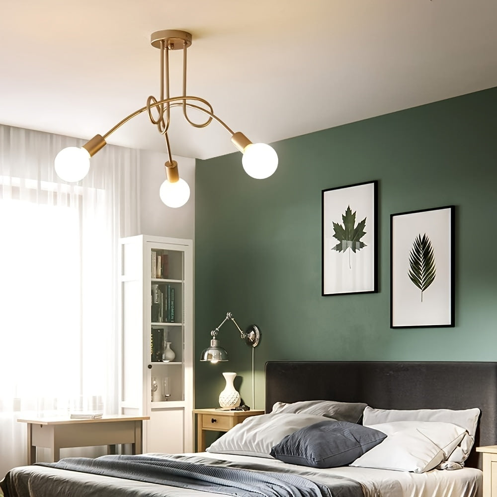 Lustre doré pour cuisine claire ou chambre épurée