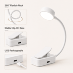 Lot de 2 lampes de lecture à pince, tête ronde et rectangulaire