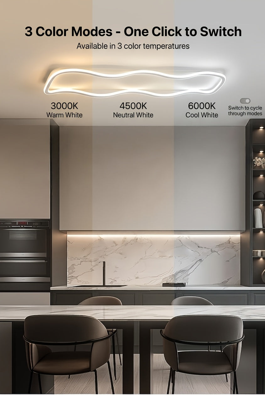 Plafonnier LED ondulé 40 W pour couloir, noir ou doré, 60 cm
