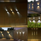 Applique murale solaire double faisceau blanc chaud, angle réglable