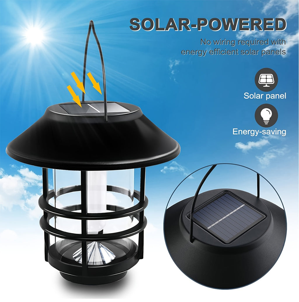 Suspension solaire noire effet flamme et potence murale, IP65
