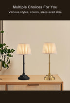 Lot de 2 lampes de chevet sans fil, abat-jour plissé crème