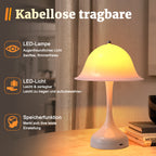 Lot de 2 lampes champignon sans fil blanches, tactiles, 24,5 cm