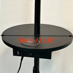Lampadaire industriel noir avec tablette, recharge sans fil et USB