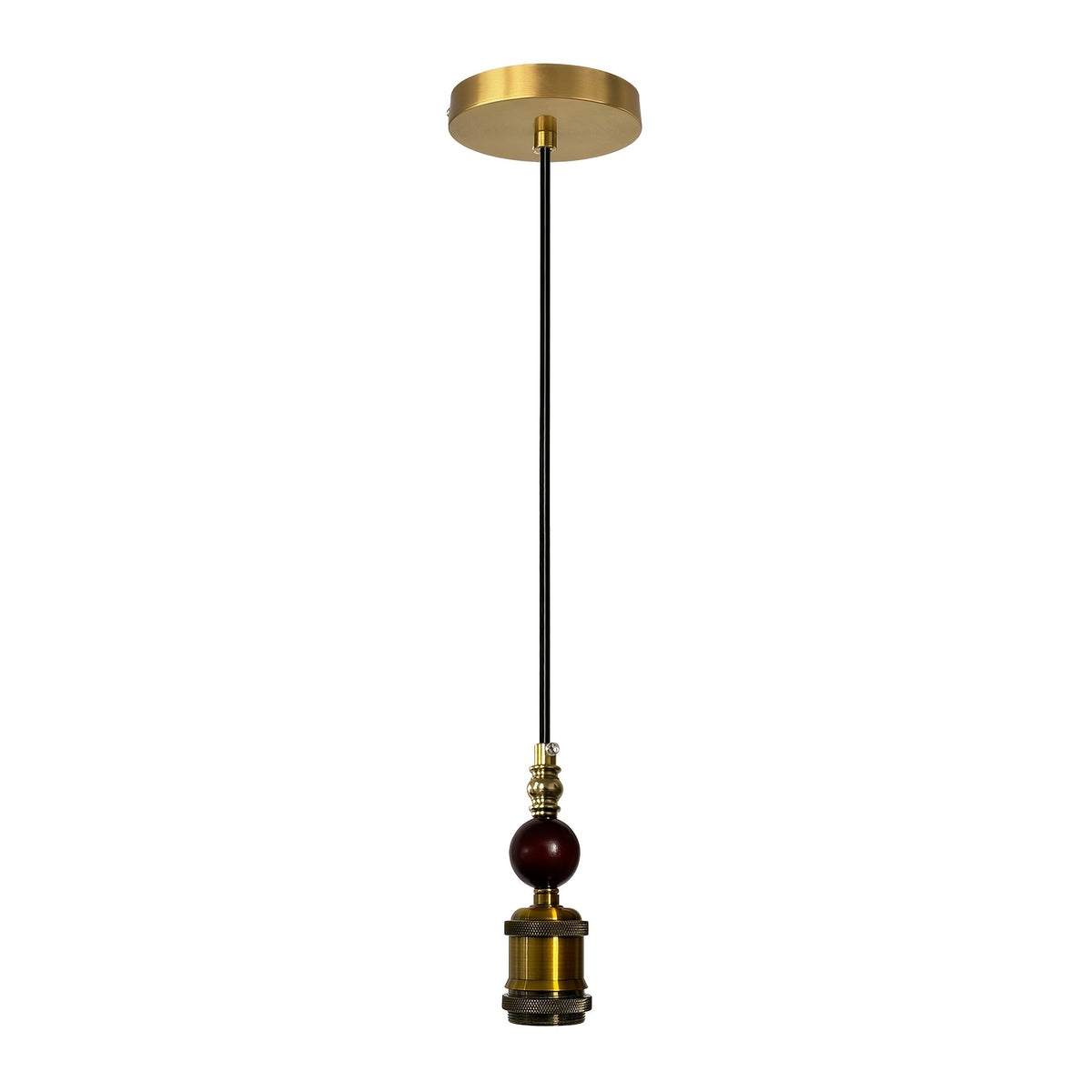Suspension à ampoule apparente et douille dorée moulurée