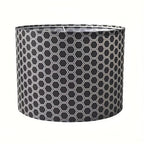 Abat-jour tambour à motif hexagones noir et blanc, Ø 33 x H 25 cm