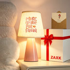 Lampe de chevet rose à inscription More Amore Por Favor, USB