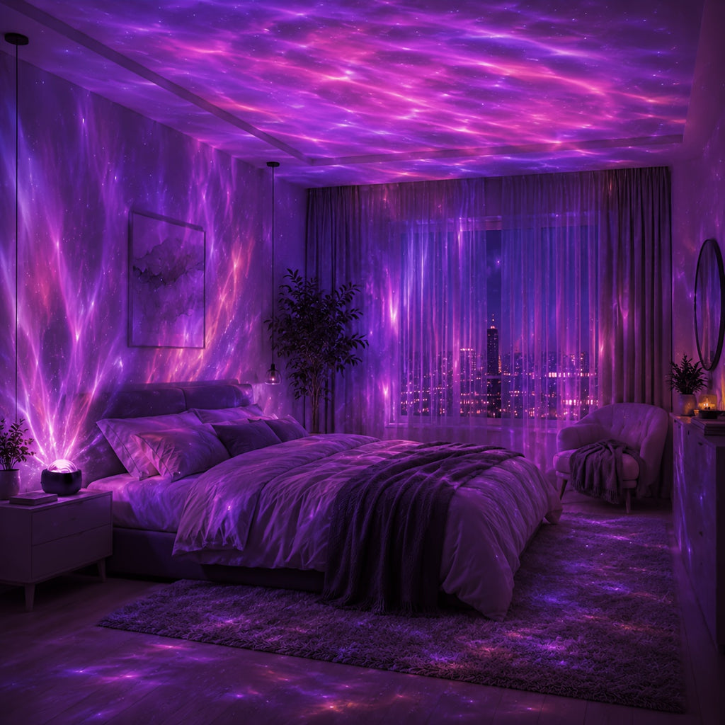 Veilleuse projecteur vagues d'eau, dôme noir pour salon et chambre