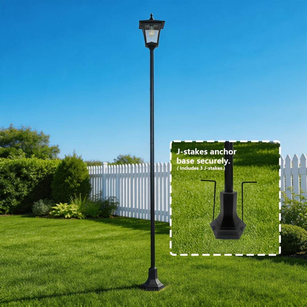 Lampadaire solaire de jardin 210 cm à lanterne classique noire