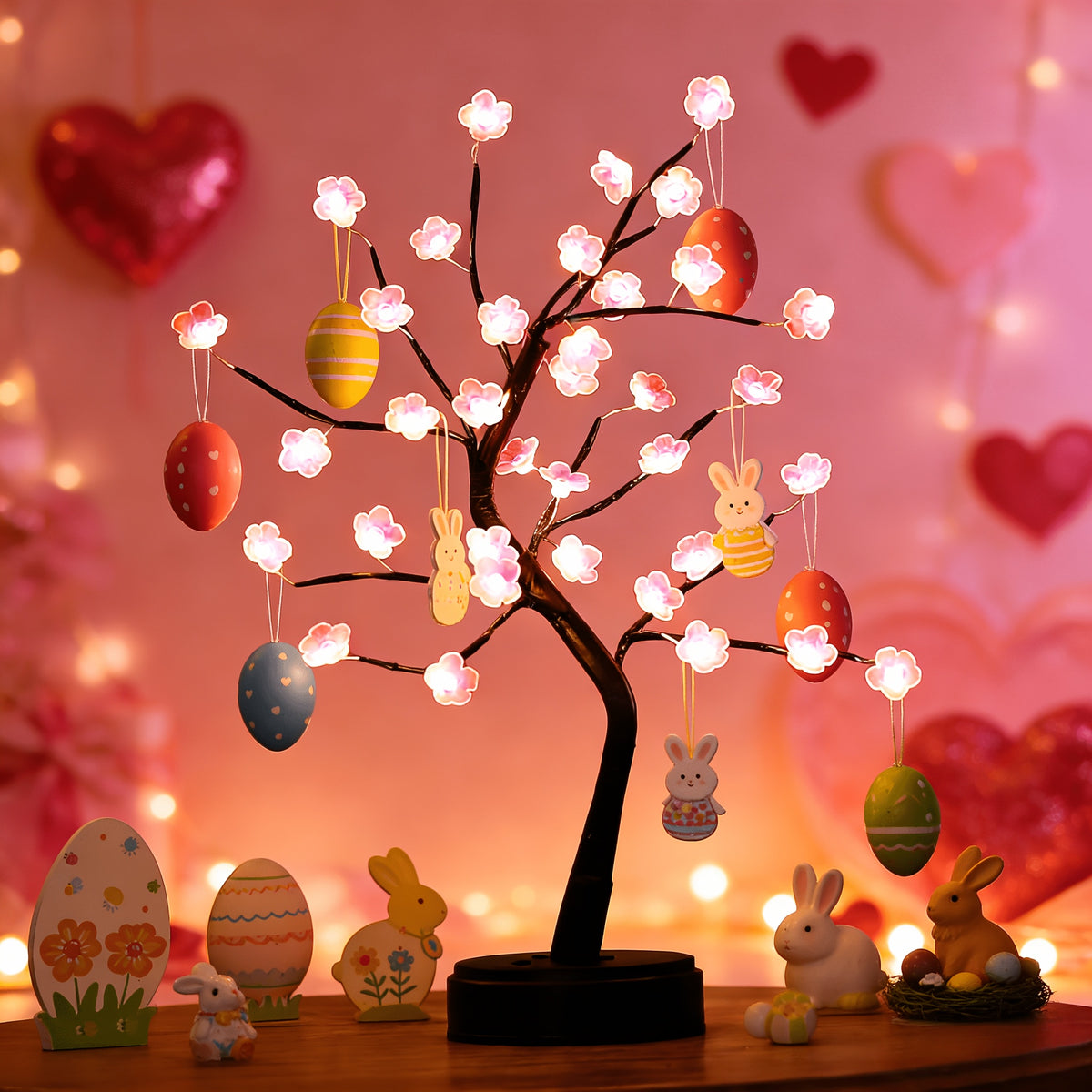 Lampe arbre à fleurs de prunier LED, 45 cm, branches modelables